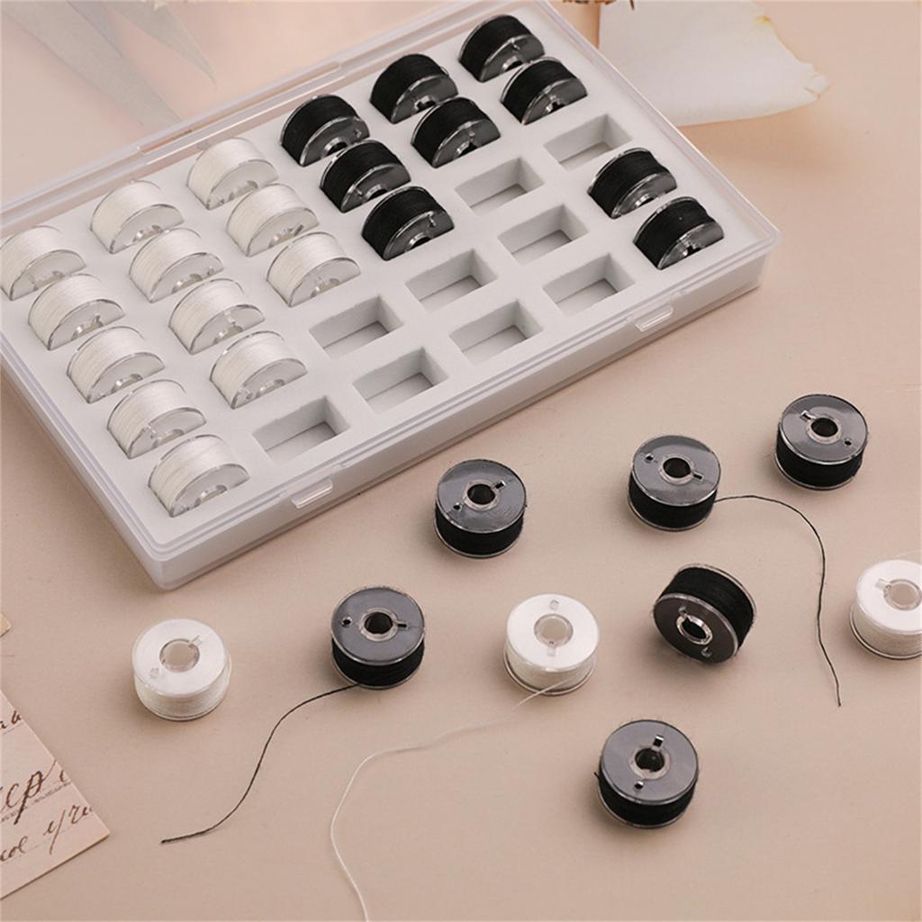 30Pcs Sewing Machine Sewing Thread Set Assorted Colors Bobbins & Sewing Thread Prewound Bobbins Thread with Storage Box