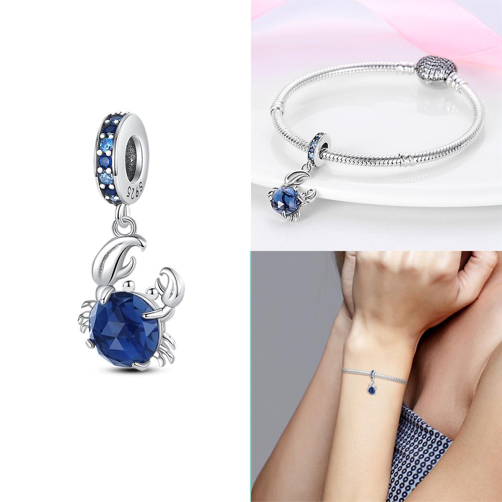 Original Ocean Series Fit 3Mm Bracelet 100% Authentic Copper Turtle Crab Mermaid Charm Beads Diy Jewelry Gift