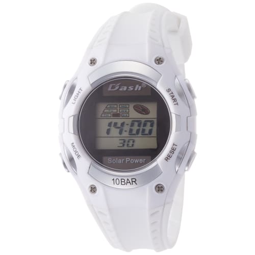 Arias Women's Solar Digital Dash Watch, Waterproof, Multi-Function, Urethane Strap, White, ADWW16032SOL16