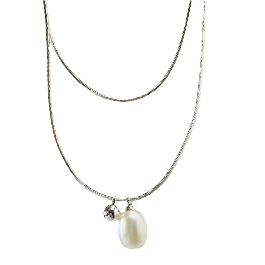 Collana Minimalista a Doppio Strato con Perle d'Acqua Dolce