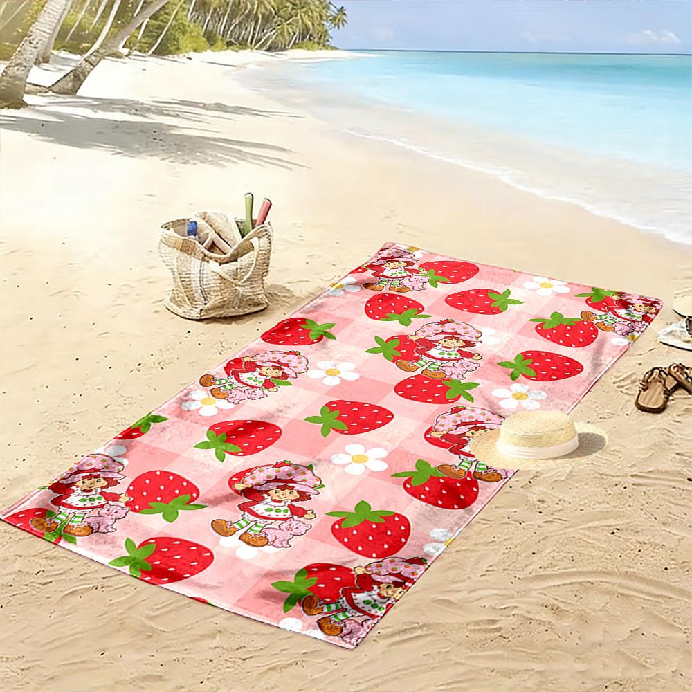 Strawberry Girl Pattern Towel Beach Towel Quick-drying for Travel Outdoor Sports Jogging Beach and Swimming
