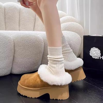 Mode Dicksohlige Neue Winter Warme Kurze Plüsch Damen Hausschuhe 2024 Heißer Verkauf Schwammkuchensohle Mode Lässig Bequeme Schuhe