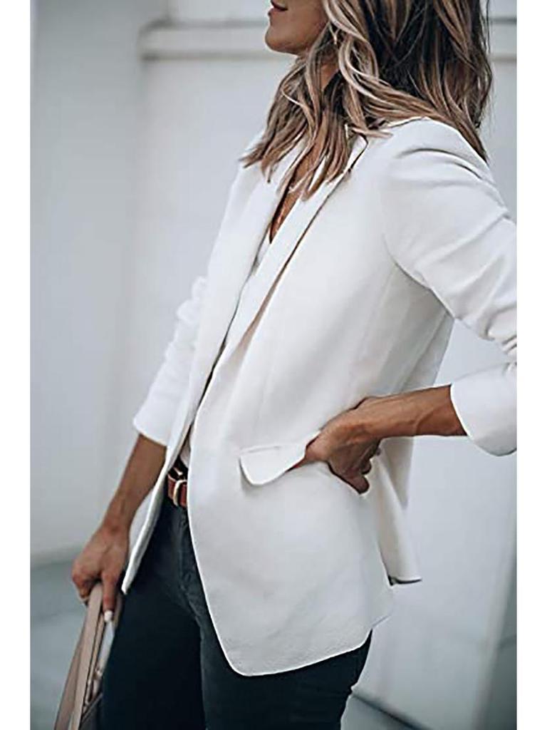 2024 Autumn Women's Long-Sleeve Solid Color Single-Breasted Suit Jacket with a Loose Fit and Suit Collar.