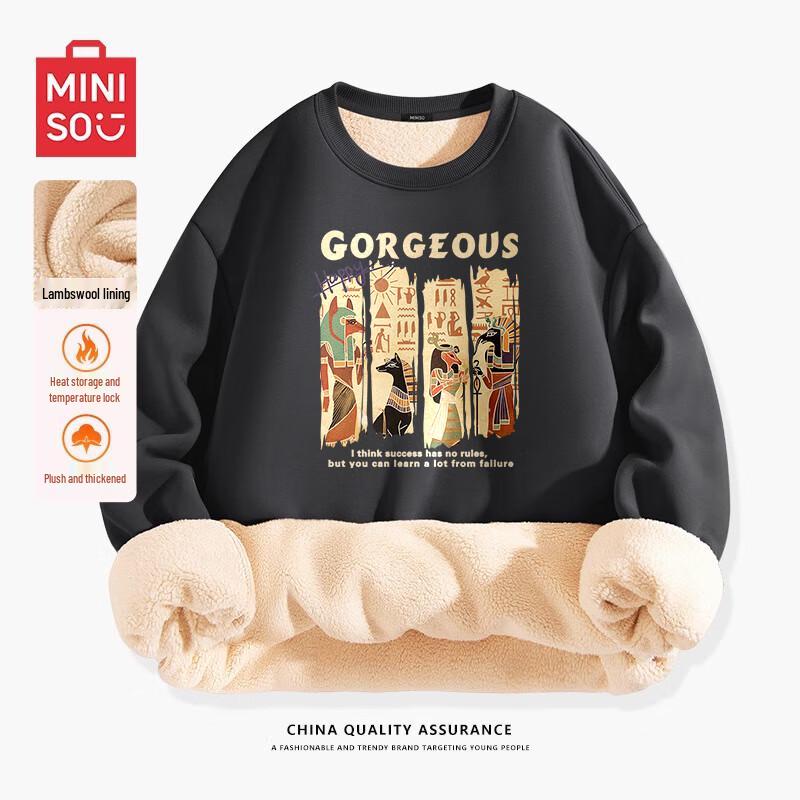 

MINISO Men s Heavyweight Lamb Fleece Lined Pullover Sweatshirt 3XL