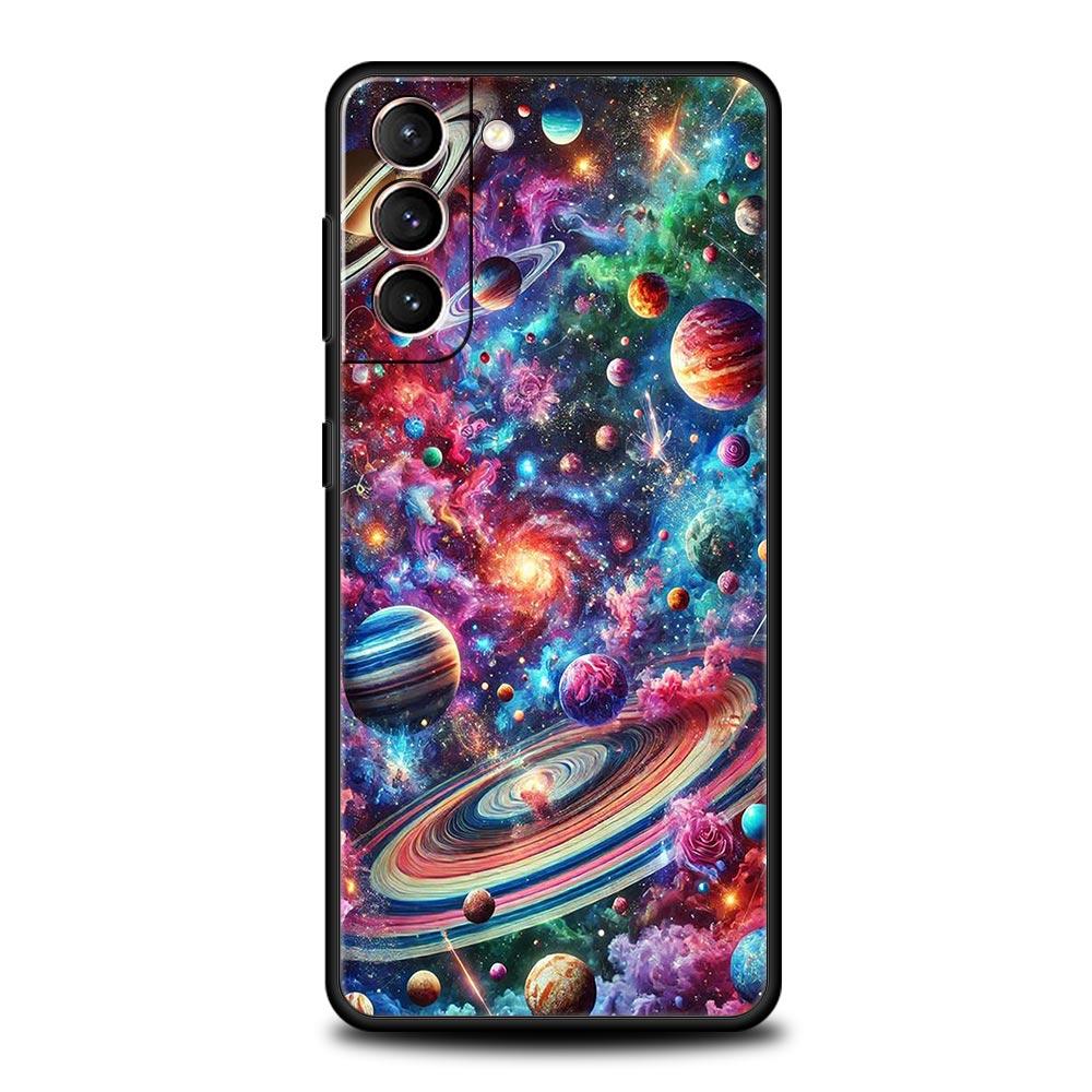Universe Starry Sky Moon Phone Case Cover for Samsung Galaxy S25 S24 S23 S22 S20 S21 FE Ultra S25Edge S10 Plus 5G Soft TPU Shell