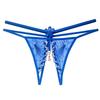 Want To Tie Julie * Embroidered Lace Open Panties Women's Erotic Beads Transparent Seduction Low Waist Free Thong