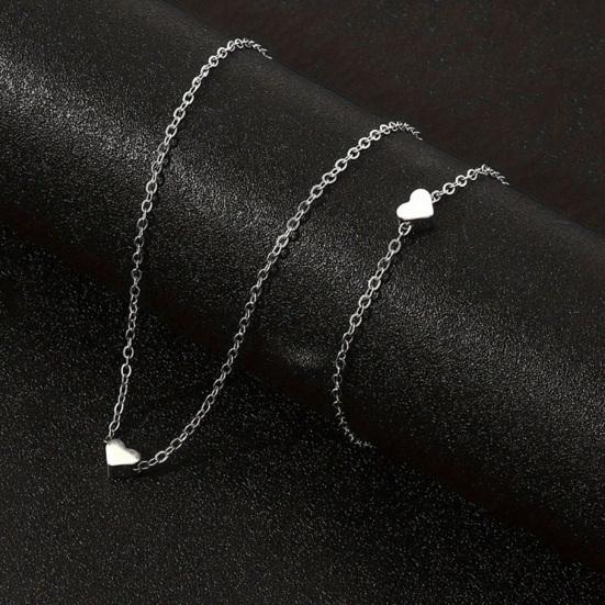 Necklace Bracelet Set, Alloy Plating Wear-Resistant Oxidation-Resistant Jewelry, Adjustable Chain Minimalist Love Pendant Jewelry