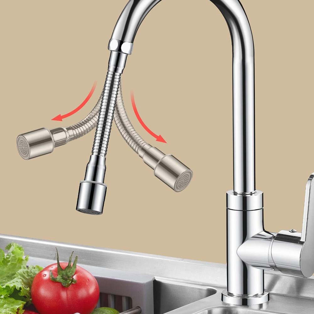 12-50cm Universal Faucet Extender Stainless Steel 360° Rotation Kitchen Sink Anti-Splash Nozzle Aerator Extension Hose 1/2 Modes