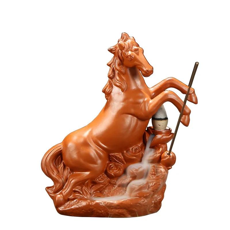 

1 шт. креативный талисман керамическая курильница водопад благовония лошадь обратный поток благовония курильница украшение чай питомец фэншуй домашний декор