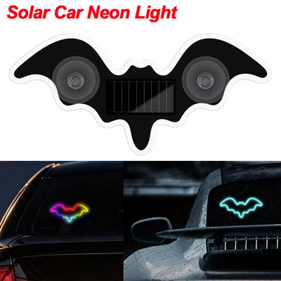 Solar Powered Car Neon Light RGB LED Window Lamp Suction Cup Rechargeable Breathing Lights Ambient Light Decorative Lamp