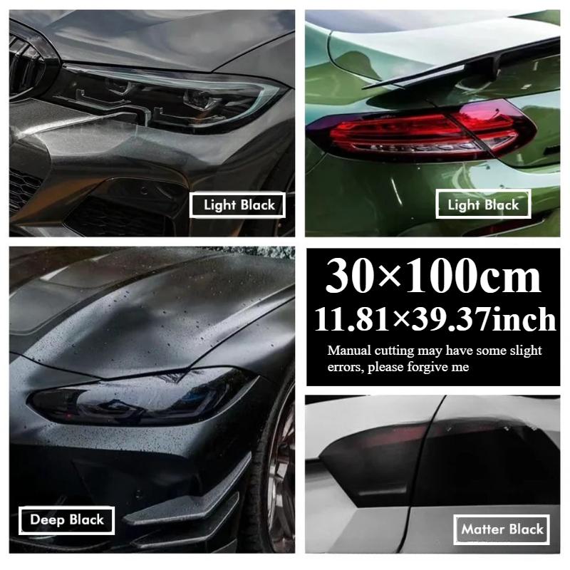 Light Smoke Headlight Film - Glossy TPU Taillight Wrap for Car Transparent Light Black Tint w/UV Protection & Scratch Resistance