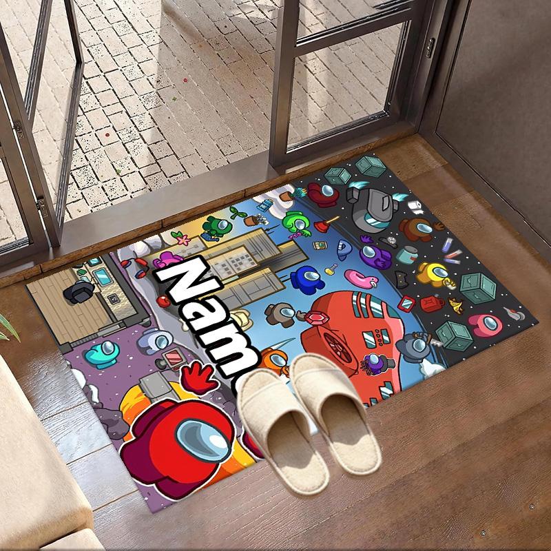 Custom Name Personalized Among Us Print Carpet, Versatile Home Decor Rug, for Playroom, Apartment, Balcony, Entryway, Hallway Gift