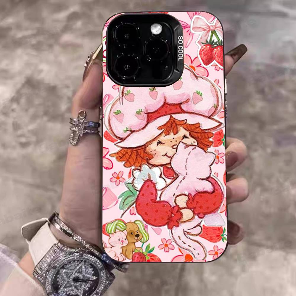 Animated S-Strawberry S-Shortcake Phone Case For IPhone 17 16 15 14 11 12 13 Pro Max Plus Pro Colored Silver Cover