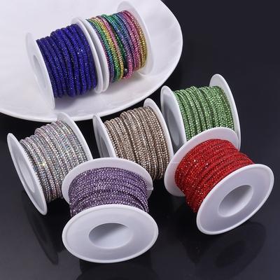 Multi-purpose Multi-Color Rhinestone Rope 5yards Length 4mm Width Rhinestone Cord Trim Sparkling Diamond Rope Clothes Decoration