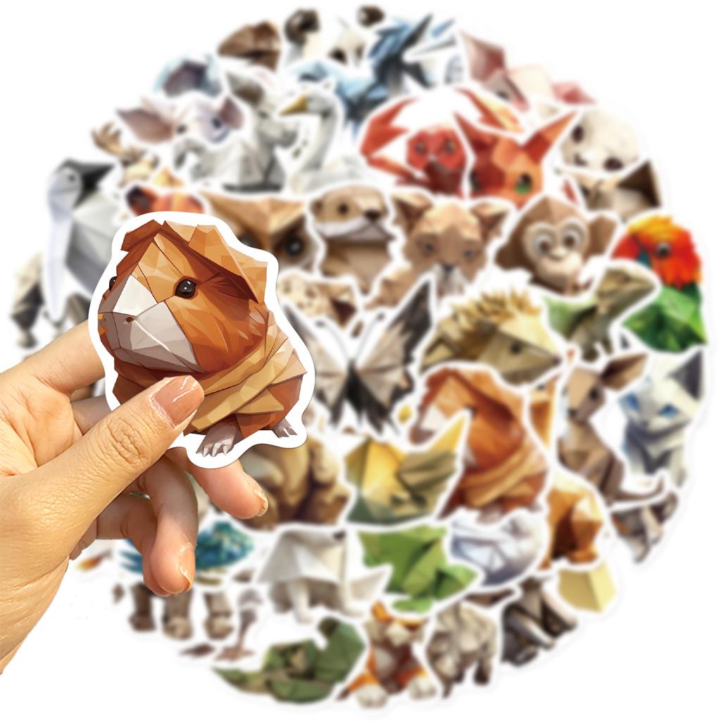 50 Cartoon Origami Animal Graffiti Stickers Guitar Notebook Suitcase DIY Waterproof Stickers