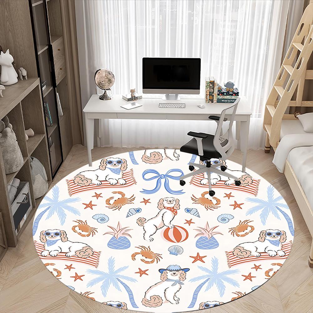 1pc Beach Dogs Chair Carpet for Office - Durable, Ideal for Chair Mats, Stylish & Functional Decorative Rug yy260130047