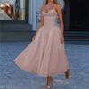 2026 Summer New Women's Clothing, Cross-border European and American Dresses, Fashionable and Elegant Solid Color Pleated Suspender Skirts, Long Skirt