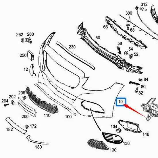 Mercedes-Benz C-Class W205 Front Bumper (Part: 2058801840)