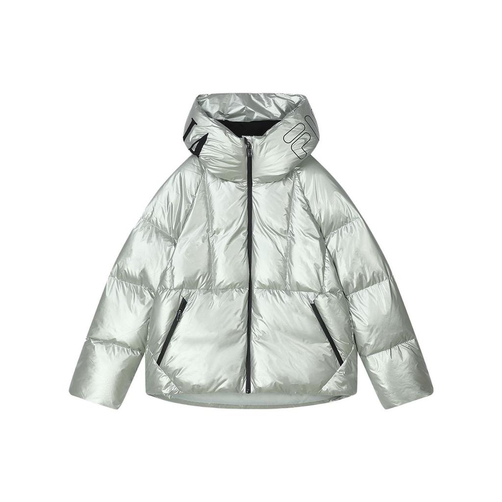 FILA Emerald Logo Printed Casual Hooded Down Jacket Women Jackets Light-Bamboo-Green F11W344914F-LG