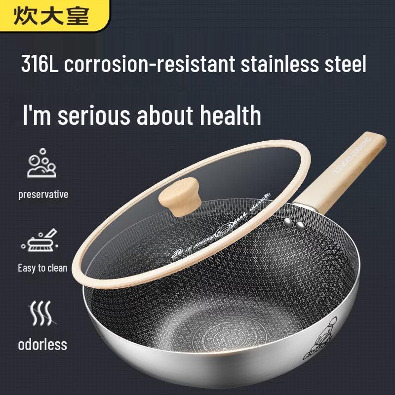 COOKER KING 316 Stainless Steel Non-stick Stir-fry Pan