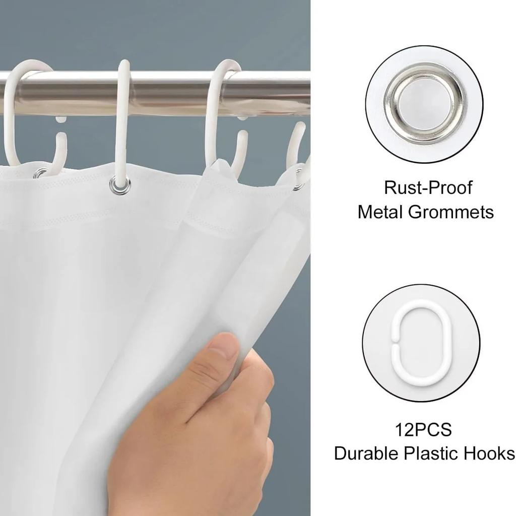 1 Watercolor Floral Shower Curtain - Cascading Green, Brown, Tan Leaves and Small Flowers On a Cream Background with Hook