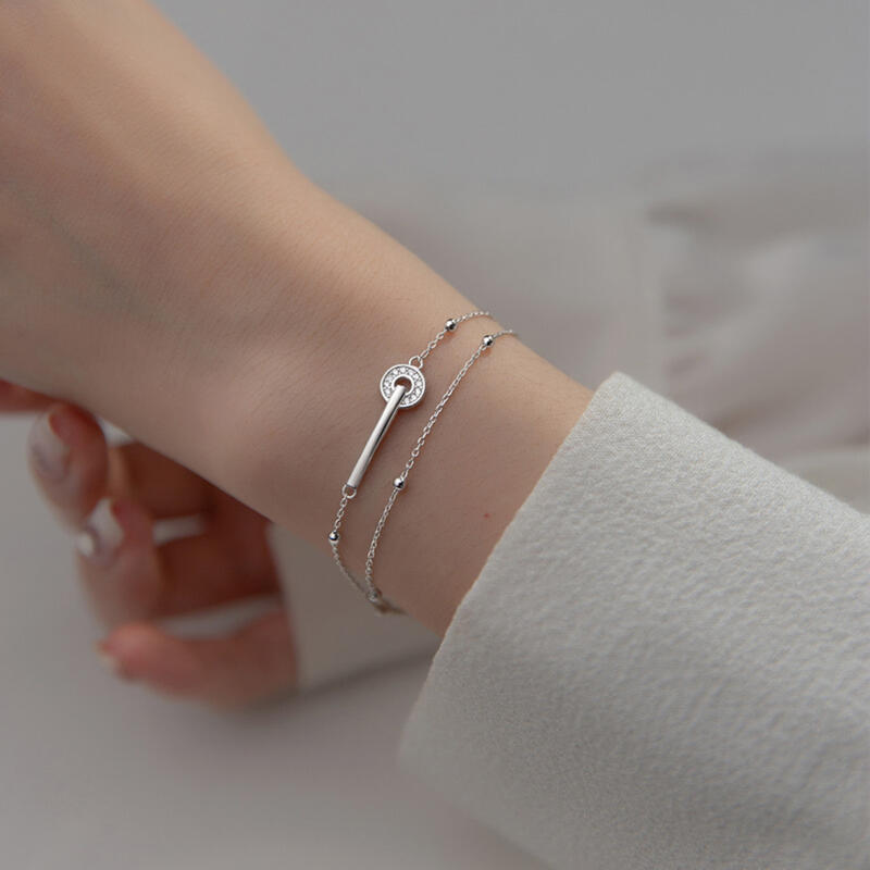 

Ball chain zirconia two-row bracelet Ball chain zirconia two-row bracelet