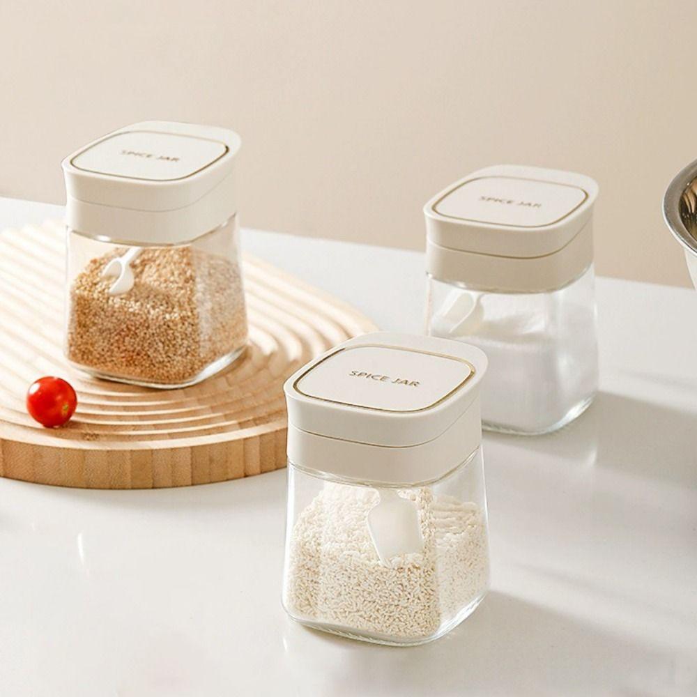 

Safety Kitchen Seasoning Box Flip Design Seasoning Storage Box Glass Seasoning Jar Household жовтий