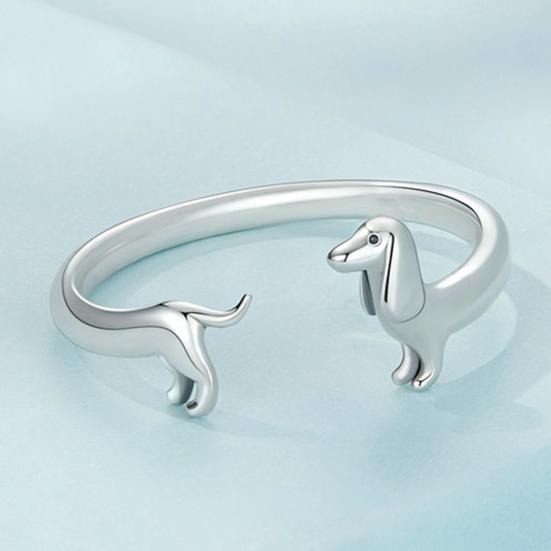 Bague Ouvrante Design Chien Teckel Bague de Doigt Réglable Bague de Taille Flexible Bijoux Accessoire Polyvalent