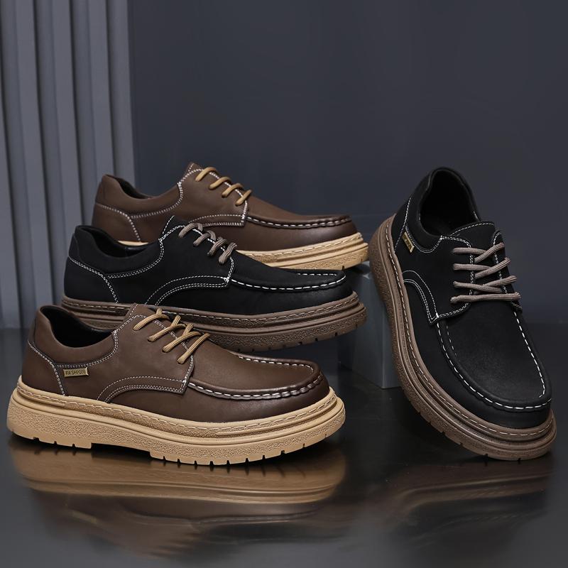 Fashion Golden Sapling Retro Business Shoes for Men Winter Autumn Genuine Cow Leather Daily Skateborad Shoes Male Trendy Leisure Shoe
