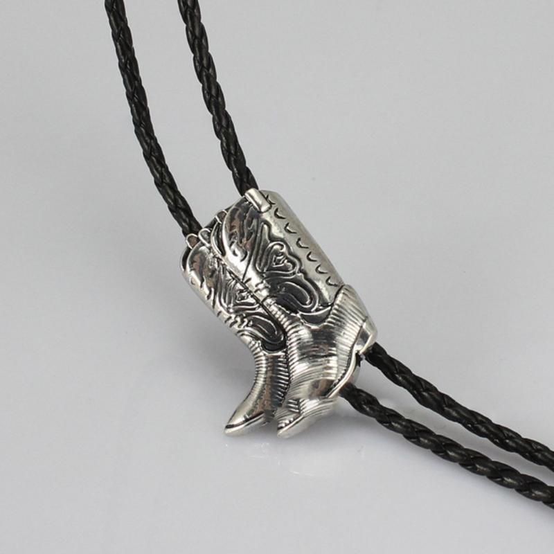 Cowboy Bolo Necktie with Relief Boots Pendant Tuxedo Shirt Bolo Tie for Male