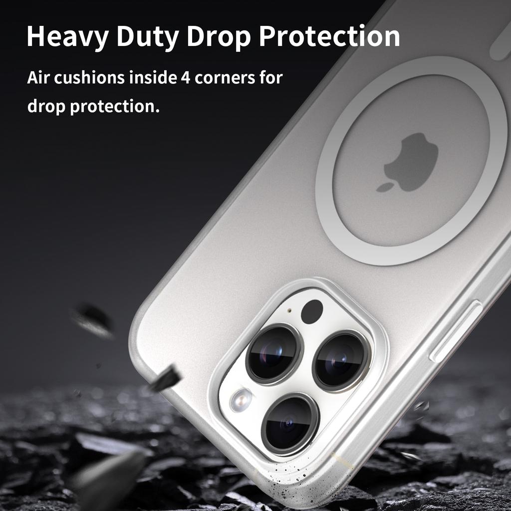 For iPhone 15 Pro Max Translucent Case Magnetic Phone Cover Compatible with MagSafe
