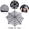 AerWo Halloween Tablecloth Lace Spiderweb Table Cloth, 30-Inch Centerpiece Round Table Topper for Halloween Decorations Festive Party Supplies