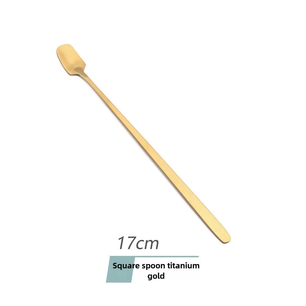 Edelstahl Kreativer Sand Eis Löffel Einfarbiges Geschirr Milchtee Langer Stiel Mischlöffel Eis Dessert Runder Löffel