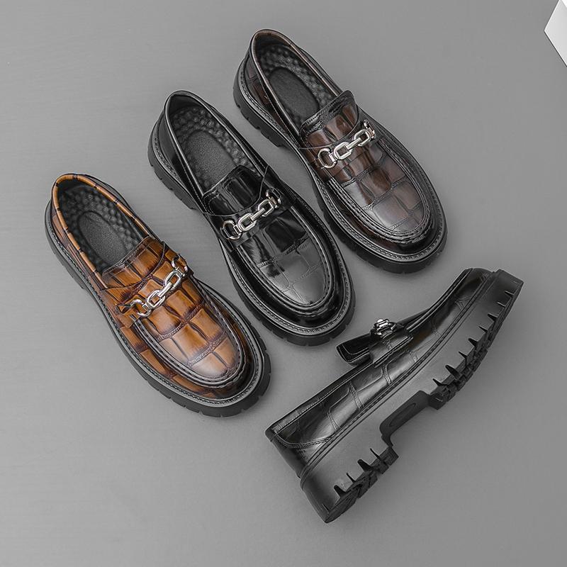 Men Fashionable Loafers Men Thick-soled Wear-resistant Business Brand Leather Shoes Gentleman Social Shoes Size 38-46 Men Shoes