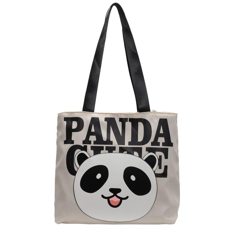 Versatile Tote Bag Large Capacity Canvas Bag Women 2025 New Korean Version Panda Cartoon Shoulder Canvas Bag Tide