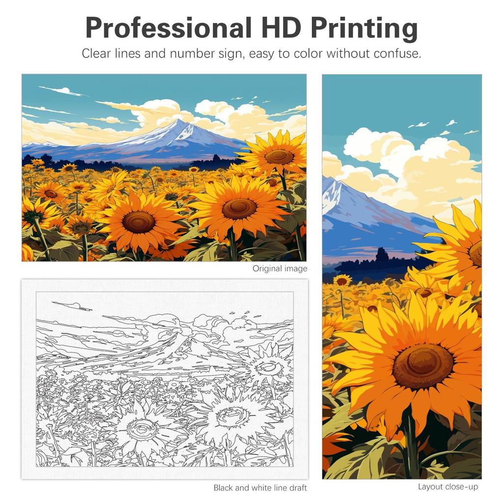 RUOPOTY Frame Painting By Numbers For Adults Sun Flower Oil Picture HandPainted Diy On Canvas Home Wall Art 40x50cm