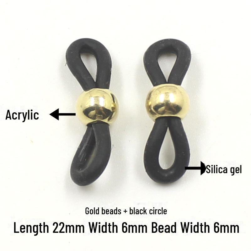 

Силиконовый противоскользящий шнурок для очков с золотой/серебряной пряжкой 0.36g Each