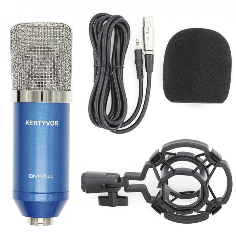 BM700 Large Diaphragm Condenser Microphone with External Sound Card for Computer Recording and MC Hosting