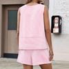 Women's Fashion Sleeveless Two-Piece Shorts Set With Pockets