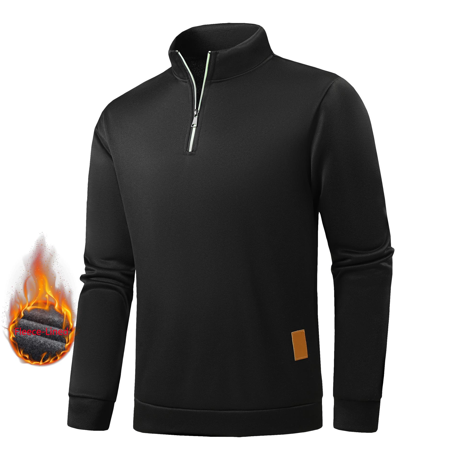 

Европейский пуловер с молнией до середины, футболка для занятий спортом на открытом воздухе, базовый лонгслив, осенне-зимняя повседневная одежда для бега XXL чёрный