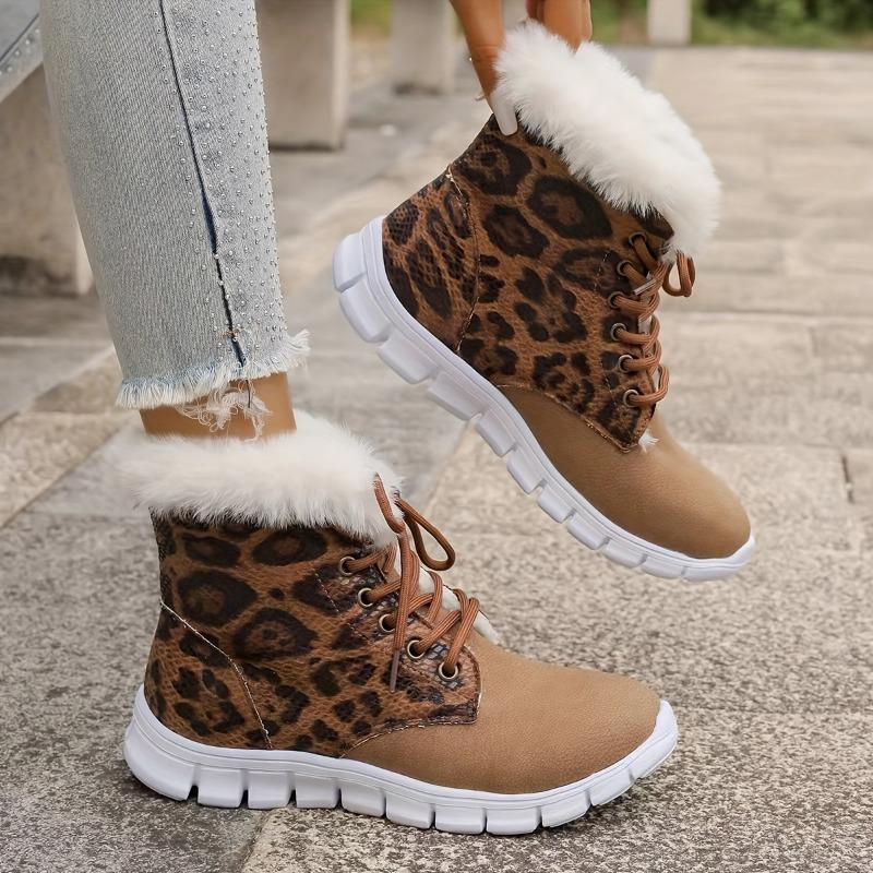 Women's Winter Furry Slip-Resistant Platform Sneakers/Boots - Thick Platform Height Increase