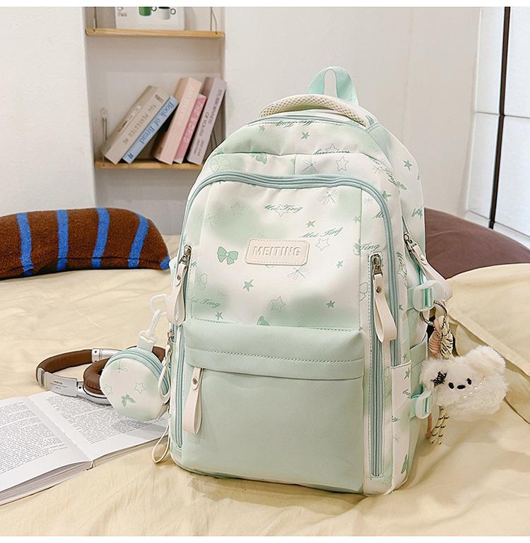 Schoolbag New Japanese Ins High Value Fresh Sweet Cute Butterfly Graffiti Backpack Junior High School Students Lightweight Backpack