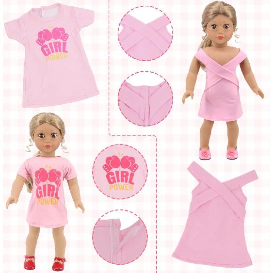 18 Pcs American 18 inch Doll Clothes,10 Sets Girl Doll Clothing and Accessories Outfits for 18 Inch Girl Doll,Including Dress,Shorts,Swimsuits (No