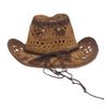 Cappello da Cowboy a Tesa Larga Stile Etnico Cappello da Cowgirl Occidentale Cappello di Paglia Retro Estivo per le Vacanze