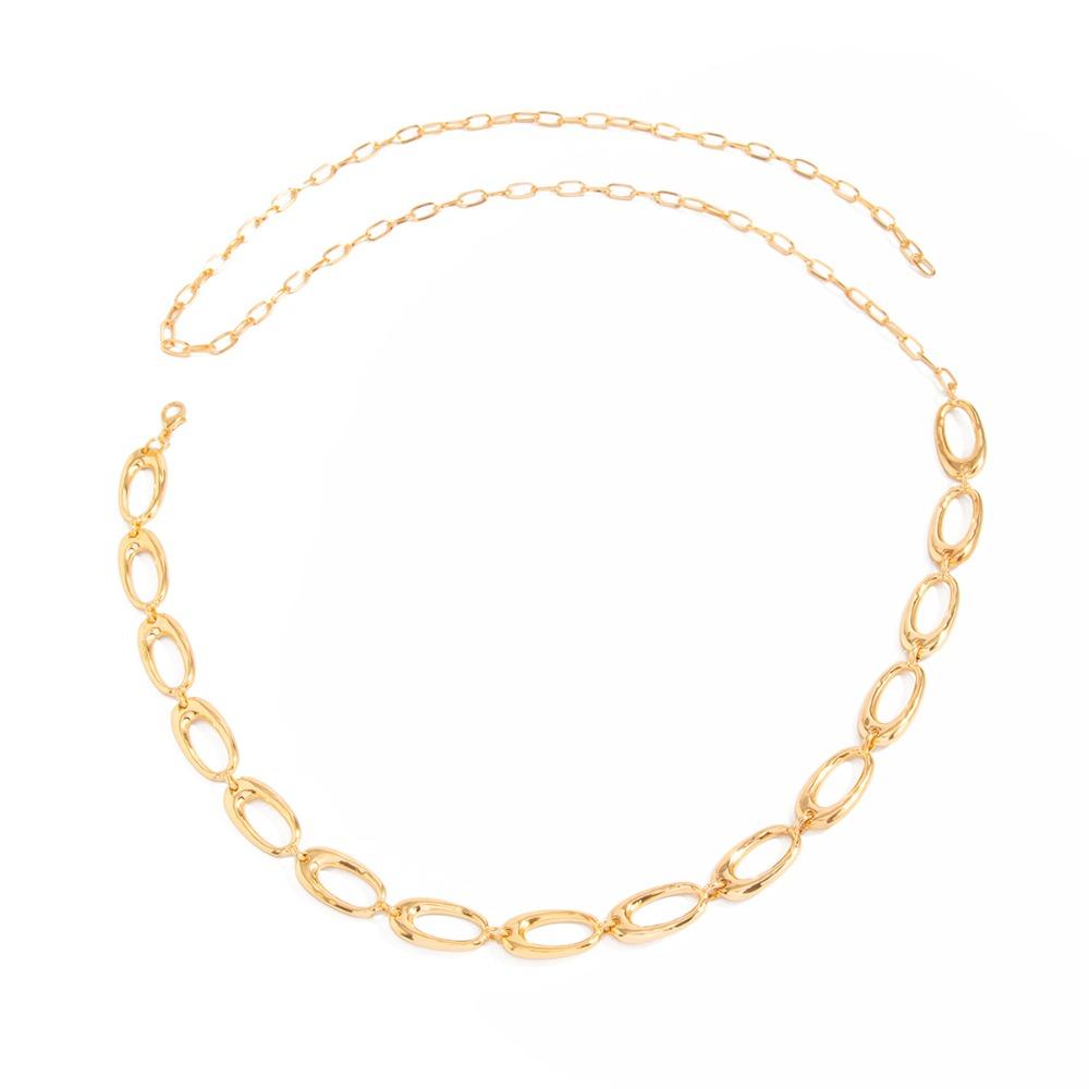 

Hollow Out Metal Circular Ring Waist Chain Minimalist Oval Belly Chain Bohemian Body Chain Women золотий