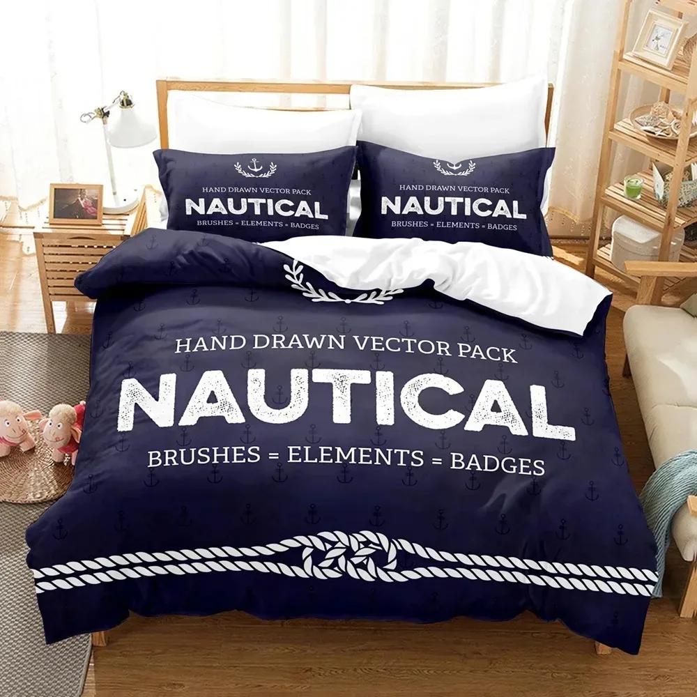 3D Print Marine Anchor Patern Beding Set Double Twin King Soft Duvet Cover Warm Comforter Pilowcase Young Boys Young Girls Adult Peoples Bedrom