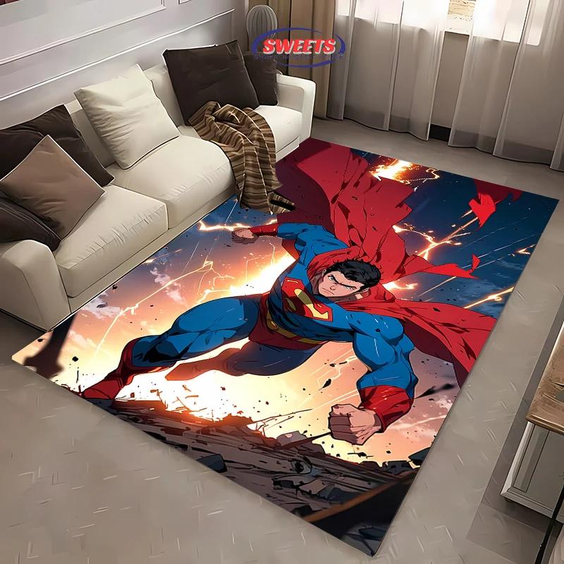 Superman Carpet, Bedroom Floor Mat, Living Room Sofa Bed Mat, Non-slip Exquisite Home Decor, Durable Machine Washable Rug