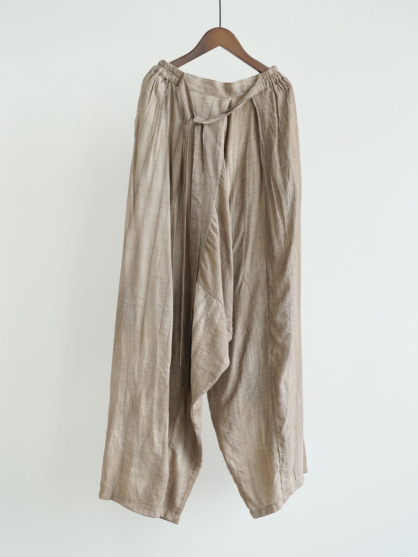 

Johnature Women Vintage Pants Elastic Waist Solid Color Belt Trousers Summer Loose Pockets Long Pants One Size кофейный