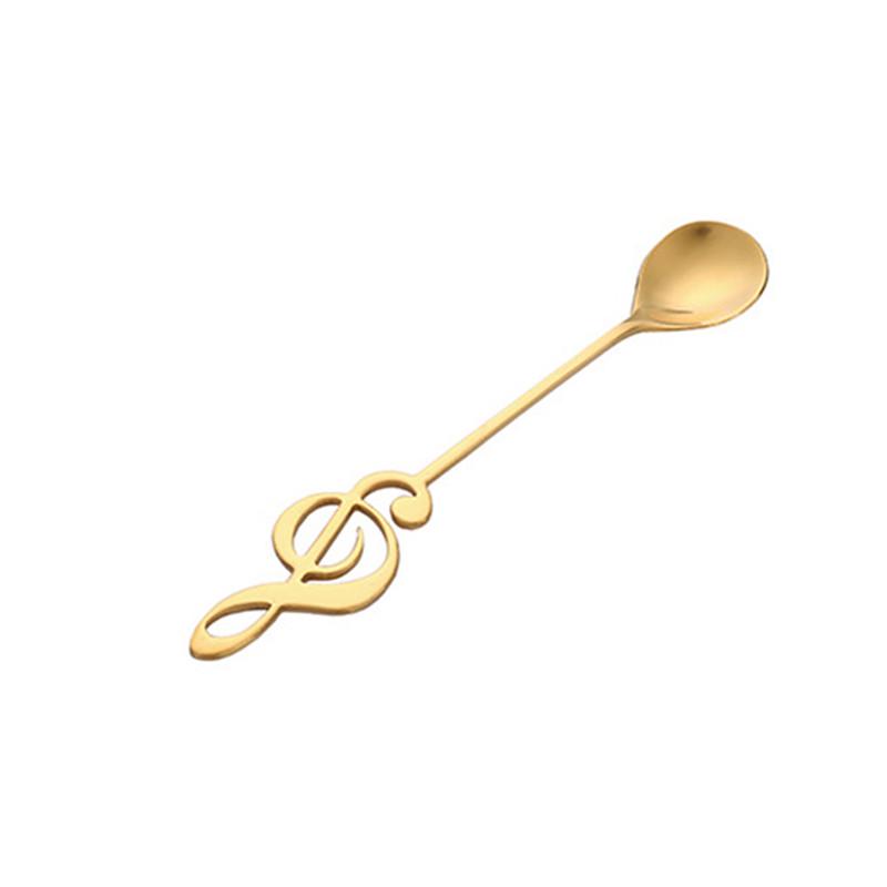 Stainless Steel Spoon Coffee Spoon Shape Music Theme Tea Mixing Spoon Small Ice Cream Dessert Spoon