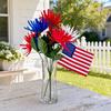 Yousheng Independence Day UV Resistant Faux Flowers, 4th of July Artificial Flower, 250th Anniversary Artificial Bouquet, Red White Blue Patriotic